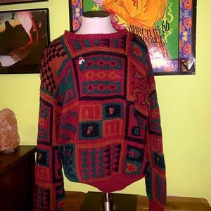 Distressed funky knit sweater